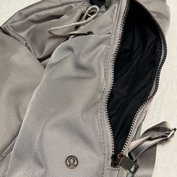 Lululemon City Adventurer Backpack Mini Gray Drawstring Flap Zip Gym Travel Bag - Picture 6 of 15